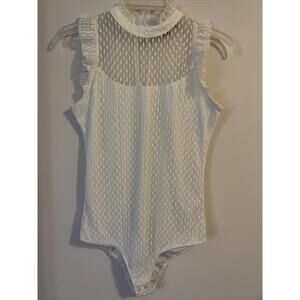 Heart Soul Womens Medium Ivory Sleeveless Ruffled Layered Bodysuit! A2219